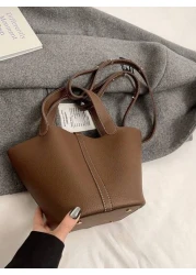 1 Piece Women s New Retro Casual Versatile Solid Color Bucket Handbag Model In Autumn And Winter Suitable For Commuting Daily Dating And Work Women s Fashionable Handbag Can Be Cross Body