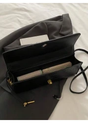 1 Pc Fashion Classic Versatile Daily Commuting Style Solid Color Crocodile Pattern PU Leather Long Strip Flip Style Women s Handbag Suitable For Daily Commuting Daily Clothing Matching And Giving Gift