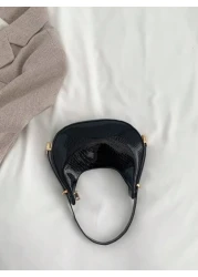 حقيبة هوبو منقوشة بجلد الثعبان المعدني بلون صلب، حقيبة كتف منقوشة بجلد التمساح ، حقيبة باقيت صيحة الموضة، حقي