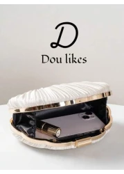 New Luxury Party Clutch Bag Shell Shaped Design Wrinkle Style Evening Bag Lady Handbag For Ceremony