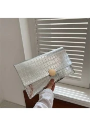 Crocodile Pattern PU Women s Clutch Bag Envelope Style Wallet With Metal Ring Buckle Unique Evening Bag Suitable For Parties Dances Weddings Formal Events