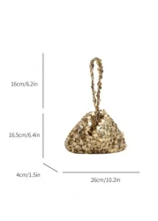 1pc Zippered Closure Sparkly Wristlet Bag Multicolor Sequin Design Europe US Style Creative Personality Cell Phone Shoulder Crossbody Bag Suitable For Party Gala Date Night For Women