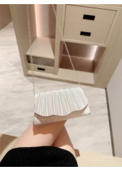 1pc Classic Pleated Satin Design Formal Evening Dress Party Clutch Bag Elegant For Prom Wedding Ball Dance Envelope Chain Bag Tready Party Bags Perfect For Party Wedding Prom Dinner Banquet Essential