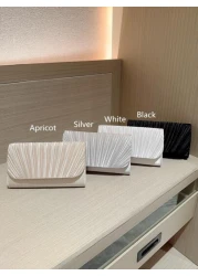 Moonlit EveBag Glitter Bling Shiny Glamorous Elegant Exquisite Mini Pleated Flap Design Evening Bag Dinner Bag For Party Girl Woman For Female Perfect For Party Wedding Prom Dinner Banquet For Best Gi