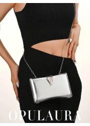 حقيبة طرف معدنية نسائية من أوبول أورا، حقيبة يد فاخرة للمساء مزينة بمشبك ورق معدني، مناسبة للحفلات والأعراس و