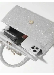 Glitter Bowkont Decorate Purse With Top Handle Evening Bag Black Crossbody Bags Wedding Party Shoulder Bag