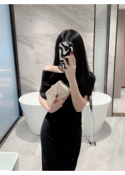 Lightweight Business Casual Rhinestone Decor Bucket Bag Mini Drawstring Design Clear Bag Pearl Bag Evening Bag Dinner Bag Glamorous Elegant Exquisite Quiet Luxury Rhinestone For Party Girl Woman Bride