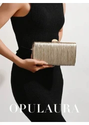 حقيبة يد أنيقة ذات تصميم محبب من الجلد الذهبي، حقيبة سهرة فاخرة من الطراز الرجعي، حقيبة يد أنيقة ذات سلسلة، من