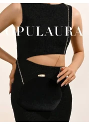 OpulAura Women Elegant Autumn Winter Luxury Velvet Geometric Mini Box Clutch Bag Shiny Metal Button Decor Minimalist Fashion Handbag For Formal Occasions Party Wedding Formal Event Gift With Chain