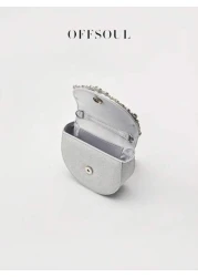 Rhinestone Irregular Circle Evening Clutch Bag New Fashion Party Formal Dress Handbag Shiny Chain Shoulder Crossbody Bag For Women