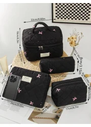 1 Piece Travel Storage Toiltery Bag Zipper Storage Pouch Cosmetic Bag Tampon Storage Bag Sanitary Pad Pouch Women s Bow Embroidered And Quilted Makeup Bag Sets Multi Functional Cosmetic Storage Bag Ba