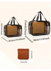 1pc Double Layer Clear Travel Toiletry Bag Large Capacity Handheld Makeup Organizer Pouch Zipper Mesh Pockets For Cosmetics Skincare Toiletries Jewelry And More Ideal Gift For Mother s Day Valentine s