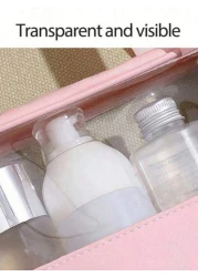1pc PVC Waterproof Travel Makeup Bag Cosmetic Brush Holder Organizer Pouch Transparent Letter Makeup Bag Summer Holiday Travel Essentials Perfume Storage Box Versatile Luggage Bag Suitable For Lipstic