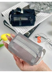 3 Packs Pouch Mesh Cosmetic Bag Portable Makeup Pouch Travel Toiletry Bag For Makeup Organizer Home Office Travel Accessories Mesh Makeu Makeup Organizer