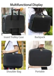 Multi Function PU Leather Cosmetic Bag Large Capacity Professional Divided Makeup Case With Dual Shoulder Shoulder Strap Suitable For Beauticians Nail Technicians Tattoo Artists Makeup Artists Travel