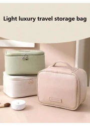 Portable Cosmetic Bag Toiletry Bag With Handle Pu Large Capacity Cosmetic Storage Bag Waterproof Travel Storage Bag Store Cosmetics And Travel Necessities Gift For Women