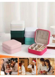 1pc Portable Jewelry Case Small Jewelry Boxes For Women Simple Home Jewelry Organizer Travel Organizer Fine Mini Storage Box For Travel Jewelry Zipper Case For Earrings Rings Necklaces Bracelets Porta