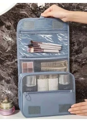 حقيبة مستحضرات التجميل للسفر قطعة واحدة، حقيبة أدوات التجميل القابلة للتعليق، حامل فرش المكياج، منظم حقيبة م