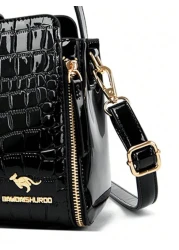 Women Patent Leather Handbag High Quality Lnterior Slot Pocket Leather Bucket Bag Female Shoulder Bag Luxury Brand Crossbody Bag