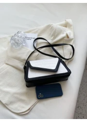 1pc Fashionable Color Block Crocodile Pattern Diamond Checkered Flap Zipper Vintage Simple Shoulder Bag Ideal For Daily Use