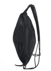 Large Stock New Arrival Water Proof Nylon Drawstring Backpack Solid Color Travel Outdoor Gym Bag Simple Outdoor Travel Backpack Weekend Summer Vacation Holiday Document Carry On Casual Black Personali