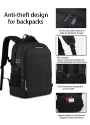 Black Water Resistant Large Capacity Anti Theft Backpack Suitable For Teenagers And Students School Supplies School Bag College Outdoor Activities Travel Hiking Work Business Leather Bag Christmas Hol