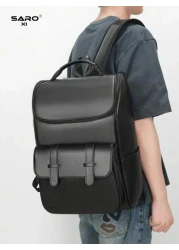 saroxi Men s Fashion Backpack Casual Dual Shoulder Backpack Korean Printed Wear Resistant Waterproof Large Capacity Travel Laptop Hiking Bag Zipper Suitable For Commute PU Black Floral Pattern Gift Fo