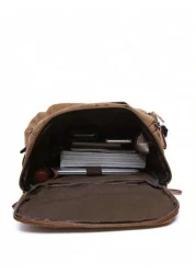 Men s Backpack Retro Canvas Multi Compartment Large Capacity Laptop Commuting Bag Travel Luggage Backpack Backpack With Snap Flap Pocket And Side Zipper Pocket Perfect For Camping And Hiking Large Cap