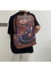 حقيبة ظهر رجالية ذات نمط جلد الثعبان، سعة كبيرة، تعتبر احتياجات عيد الحب والشتاء، حقيبة سفر سوداء، حقيبة احتي