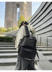 14 7inch Laptop Backpack Large Capacity Rucksack For School Teenagers Boys Men PU Leather Backpacks Male Schoolbag