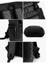 1pc Men s Fashion Backpack Casual Dual Shoulder Bag Korean Style Printed Water Resistant Large Capacity For Travel Laptop Hiking Black Floral Pattern PVC Gift For Men School Backpack Fashion Men s Bag