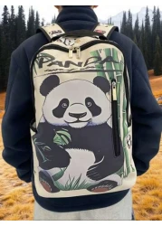 حقيبة ظهر كبيرة السعة بتصميم نمط الباندا العصري، مناسبة للرجال والنساء، ضرورية للسفر والعطلات وعيد الحب وفصل