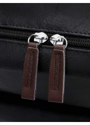 Multi Pocket Pu Soft Leather Backpack Men Purse Can Hold 15 6 Inch Computer Bag Lightweight School Bag Large Capacity Travel Bag Commuter Convenient Day Bag Multi Functional Book Bag For Students Juni