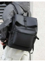 حقيبة ظهر غطاء شبشب سوداء مقاومة للماء للرجال، حقيبة سفر وعمل للكمبيوتر المحمول ، حقيبة رياضة وترفيه حقيبة هد