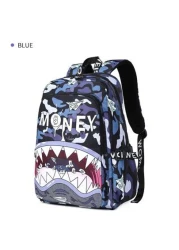 حقيبة ظهر جديدة بطبعة كاموفلاج وشكل فم القرش، مصنوعة من مادة مركبة ناعمة، حقيبة نهارية عادية، سعة كبيرة، حقيب