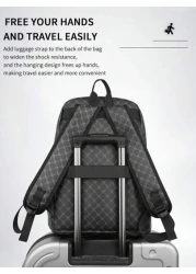 Large Capacity Printed Retro Backpack Unisex Fashion PU Leather Business Laptop College School Bag