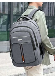 حقيبة ظهر رجالية محفظة مع تصميم شريط عاكس وجيوب متعددة، تحمل حقيبة كمبيوتر 15.6 بوصة، حقيبة مدرسية خفيفة الوزن،