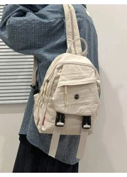 Solid Color Nylon Mini Backpack Unisex Multipurpose Handheld Shoulder Bag Suitable For College Students Zipper Closure Daily Wear