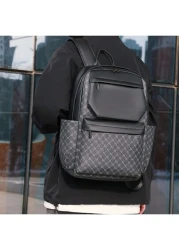 17 Inch Medium Laptop Backpack Geometric Pattern Buckle Design Pu Camping Bag Schoolbag College School Casual Backpack Laptop Backpack Commute Lightweight Flap Backpack S Leather Bag Student Travel Mu