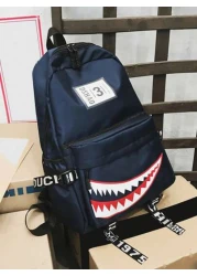 Street Fashion New Backpack Creative Large Shark Design Korean Style For High School College Students Casual Rucksack All Straps And Prints Letters Are Random School Backpack