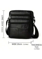 1 قطعة حقيبة جلد أسود أصلي فاخر: أنيقة، متعددة الأغراض مع حزام قابل للتعديل، مثالية للأناقة والوظيفة اليومية،