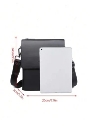 saroxi 1pc Fashion New Men Shoulder Bag Crossbody Bag Multi Layer Slim High End Black Outdoor Men s Sling Bag Male Side Pocket Square Pack Multifunctional Scratch Resistant Suitable For Commuting PU L