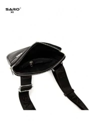 1pc Men s Oblique Shoulder Bag Side Pockets Messenger Bag Casual Square Bag Multifunctional For Commuting PU Leather Minimalist Style Black Bag Gift For Boyfriend