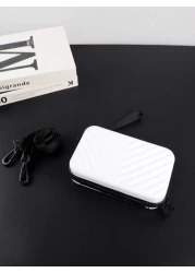 Compact Suitcase Messenger Bag Hard Shell Shoulder Bag Crossbody Bag Lightweight For Back To School College Travel Water Resistant PVC Material Minimalist Casual Style Gifts For Boyfriend Sling Bag Fa