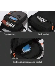 New Men s Sling Bag Casual Contrast Color Letter Pattern Messenger Bag Multi Functional Oxford Cloth Water Resistant Large Capacity Crossbody Bag Christmas Fall University Cross Body Bag Side Bag Gift