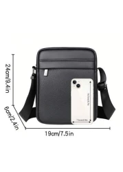 saroxi 1pc Men s PU Leather Square Shoulder Bag Casual Crossbody Bag With Side Pocket Summer Casual Messenger Bag Versatile Scratch Resistant For Commuting Simple Style Black Bag Gift For Boyfriend Hu