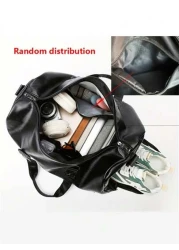 Fashion Soft Leather PU Large Capacity Duffel Bag Dry And Wet Separation Travel Bag Independent Storage Shoes Fitness Bag Multi Function Boarding Bag Necessary Mommy Bag With Children Suitable For Sch