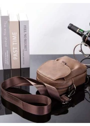 Men s New Phone Bag Korean Style Leather One Shoulder Messenger Bag Outdoor Casual Mini Waist Hanging Bag Flap Cover Square Bag In Cowhide Leather