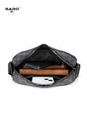 Men s Oblique Shoulder Bag With Side Pockets Crossbody Messenger Bag Square Casual Multipurpose Bag Suitable For Commuting PVC Minimalist Style Black Color Gift For Boyfriend Husband Luxury Bags