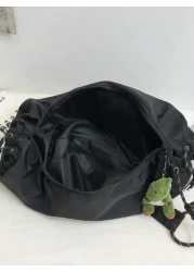 peach tree Large Capacity Peach Tree Brand Dumpling Crescent Design Men Shoulder Bag Adjustable Strap Zippered Closure Dinosaur Pendant Accent Solid Color Casual Crossbody Bag Suitable For Halloween C